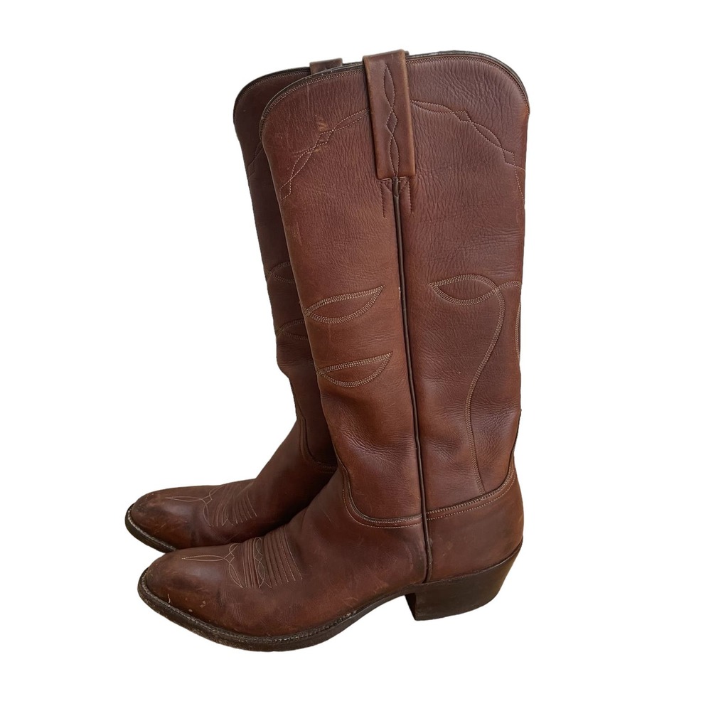 Brown Leather Heeled Boots - Picture 3 of 10